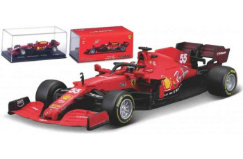 BURAGO FERRARI FERRARI SF21 No55 CARLOS SAINZ 2021 Season Car with helmet