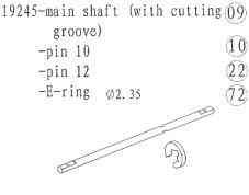 SMARTECH Main Shaft with Cutting Groove / Pin 10 / Pin 12 / E-ring